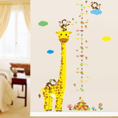 Kids Height Chart Wall Sticker Decor Cartoon Giraffe Height Ruler Wall Stickers Home Room Decoration Wall Art Sticker Poster