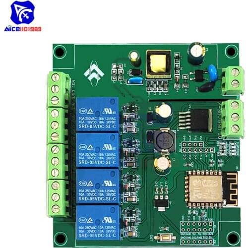 Diymore AC 90-250V/DC 7-30V Power Supply 4 Channel Relay ESP8266 ESP-12F WiFi Programmable Development Module for IOT Arduino