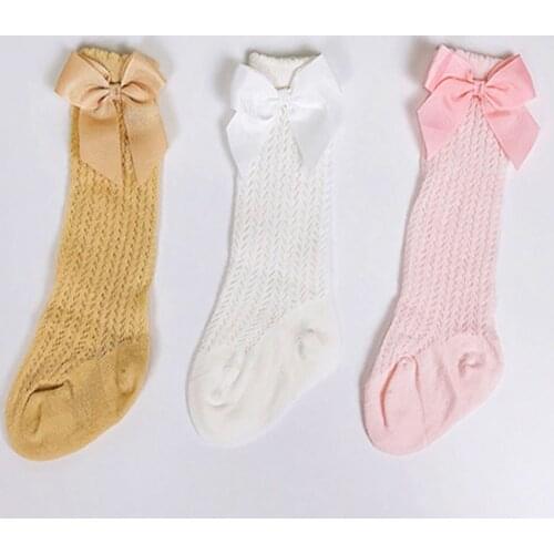 Baby Girl Legwarmers Toddler Baby Bow Stockings Cotton Summer Mesh Baby Knee Leg Warm Newborn Infant Non-slip Babies Legwarm