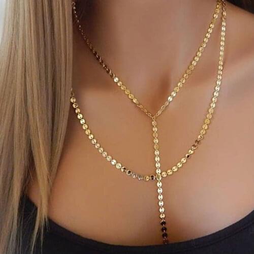 HaHaGirl Vintage Multi-layer Fishbone Chain Necklace For Women Gold Color Fashion Choker Necklaces Jewelry Accessories Gifts