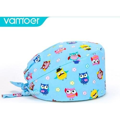 Surgical cap Print Laboratory Operator Cap Pet Grooming Agency Work Scrubs Caps Beautician Scrub Hats Lab Hat Health Caps vamoer