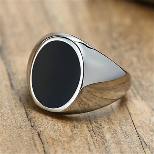 Modyle New Silver Color Male Ring Punk Rock Smooth 316L Stainless Steel Signet Ring For Men Hip Hop Party Wedding Jewelry