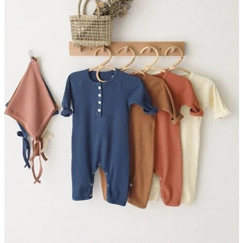 Baby Boys Girls Rompers Cotton Long Sleeve Solid Knitted Jumpsuit Infant Clothing Autumn Newborn One Piece Baby Clothes