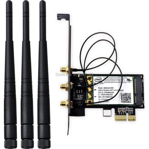 Link 4965AGN 300M PCI-E 1X 16X PC Computer adapter 2.4/5GHz INTEL 4965 WIFI WLAN CARD WIRELESS Desktop & 6DBI Antenna (white)