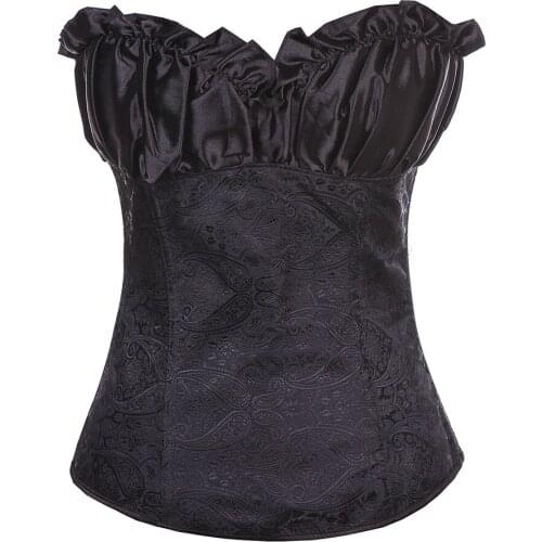Corsets Bustiers Floral Lace Tops For Women Vintage Sexy Corset Gothic Satin Zip Side Corselet Overbust Plus Size Korset Outfit