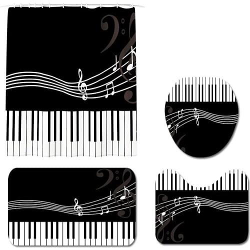 Creative Piano Keys Curtain Waterproof Bathroom Curtains Three Mats Set For Washroom 2020 Shower Room Polyester Blind