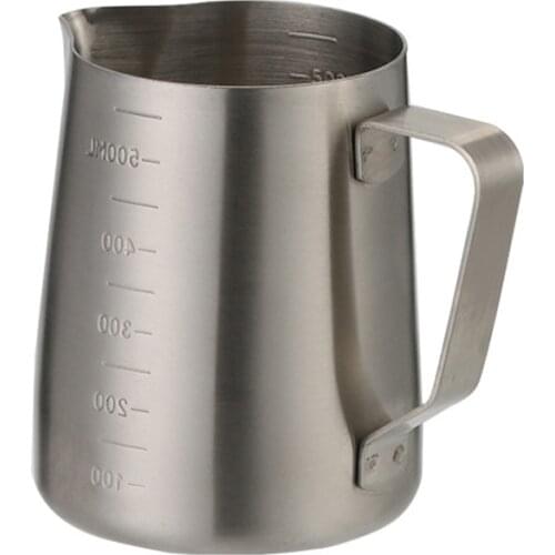 UPORS 30/20/12oz Stainless Steel Milk Frothing Pitcher with Measurement Inside Measuring Cup Pitcher with Handle Coffee Jug Tool