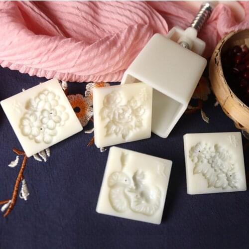 Mooncake Fodant Gift DIY Moon Cake Mold with 4 Stamps Mode Pattern for DIY Baking Moon Cake Making