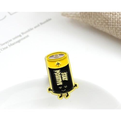 Cartoon Anime Electronics Brooch Funny Cute Character Battery STAY POSITIVE Symbol Badge T-shirt Jeans Pin Inspirational Jewelry