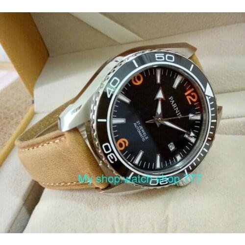 Sapphire Crystal 45mm PARNIS Japanese 21 Jewels Automatic Self-Wind Mechanical movement ceramics Bezel 5ATM Mens Watches 1
