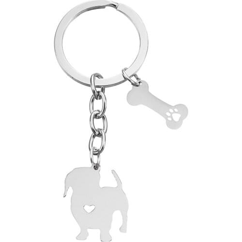 New Bearded Collie Keychains Trendy Style Stainless Steel Rough Collie Key Chains Keyrings For Women Men Bearded Collie Jewelery