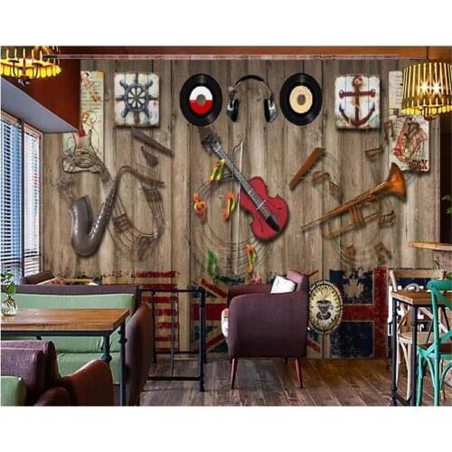 Beibehang wallpaper Europe and America nostalgic brick wallpaper music photo photo wallpaper bar KTV restaurant background wall