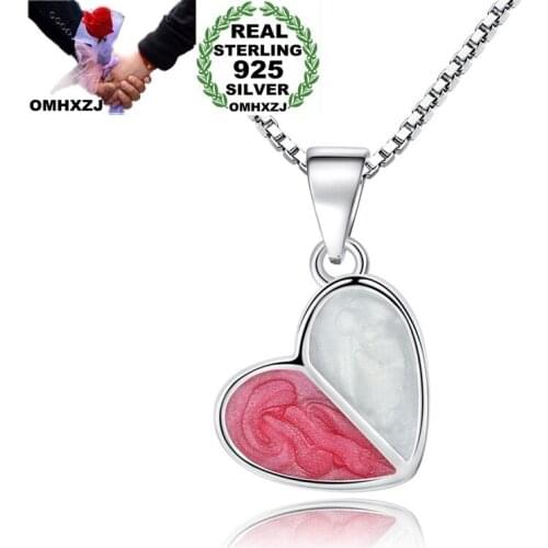 OMHXZJ Wholesale PE194 European Fashion Woman Girl Party Birthday Wedding Gift Sweet Heart 925 Sterling Silver Pendant Charm
