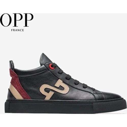 OPP Mens Shoes Summer Breathable Lace-up Boots Leather Mixed Color Shoes Street Style Casual Mens Skate Shoes