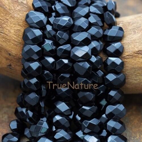 Wholesale Black Agates Loose Beads Full Strands Faceted Rondelle Agates Beads Jewelry Free Shipping In 14*10 mm BE5903