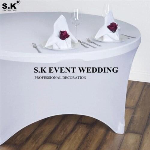 High Thick Round Stretch Spandex Tablecloth Cover Banquet Table Cloth For Wedding Event Home Decoration