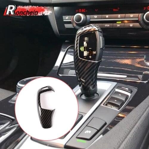RONCHEIN Carbon Fiber Cover Cap GearShift Handle Stickers Trim for BMW Right Hand Drive F20 F30 F10 F15 F16 F25 X3 X5 Interior