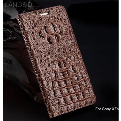 Luxury genuine leather flip phone case Crocodile back texture For Sony XZs All-handmade phone case