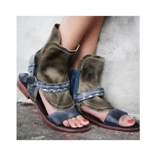 New Fashion Brown Leather Women Open Toe Flat Sandals Ankle Buckles Rome Style Ladies Fashion Sandals Summer Hot Dress Shoes