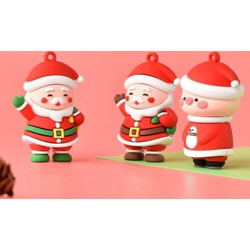 Cute Miniature Statue Santa Image Christmas Flavor Keychain Accessory Christmas Soft Glue Cartoon Doll for Key Schoolbag Chain