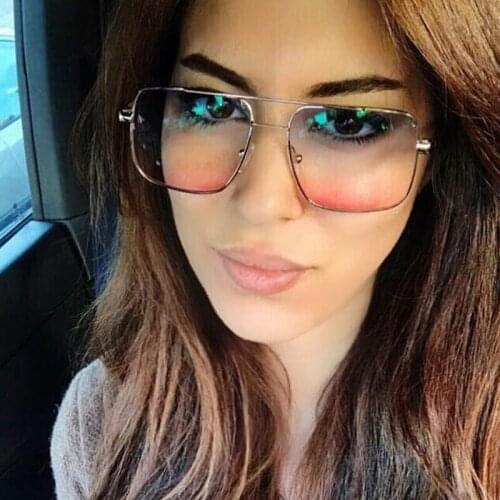 2020 New Brand Designer Metal Men Oversized Sunglasses Fashion Luxury Square Sunglasses Women Mirror Lens Oculos De Sol