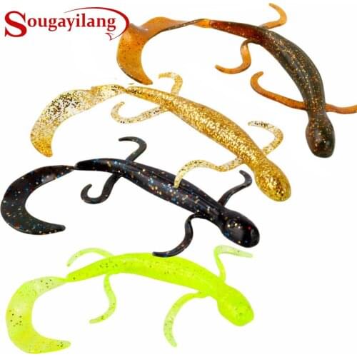 Sougayilang 4pcs Gecko Soft Bait Wobblers Fishing Lure Silicone Insect Soft Lure Carp Crankbait Peche Fishing Tackle Pesca
