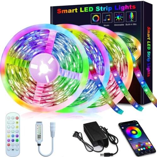 Bluetooth LED Strip Light Smart APP Remote Control 5050/2835 RGB Tape Ribbon 220V 12V Backlight for Home Bedroom Wall Decoration