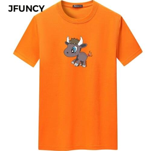 JFUNCY Oversize Loose Men T Shirts Cartoon Print Casual Tshirt 2021 New Summer Short Sleeve Male Tee Tops Plus Size Man Clothing