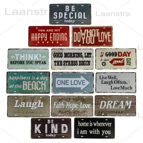 Text Metal Sign Home Decoration Retro Rust Feeling Iron Sign Room Decor Tin Plate Motivational Quote Iron Plaque Wall Art 15x30
