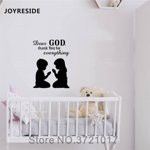 JOYRESIDE Dear God Thank You For Everything Wall Quote Decal Vinyl Sticker Decor Little Girl Boy Bedroom Praying Kids Mural A407