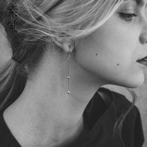 Elegant New Genuine 925 Sterling Silver Simple Line Drop Earrings for Women Authentic Silver Jewelry Gift E023