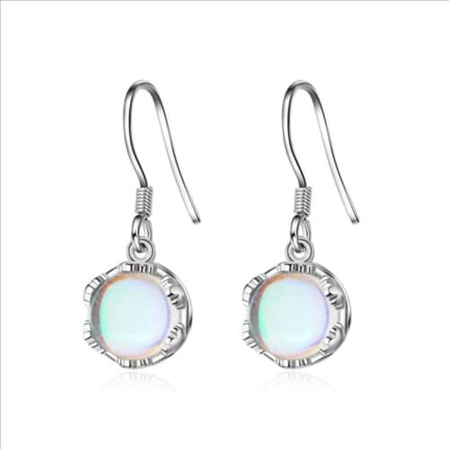 LUKENI Top Quality Silver 925 Earrings For Women Jewelry Charm Moon Stone Girl Drop Earrings Lady Accessories Colorful
