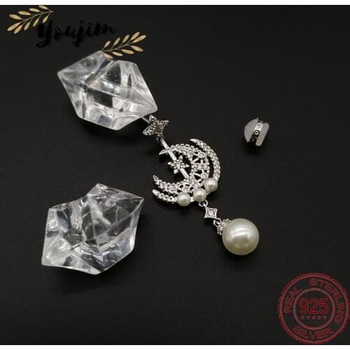 New style zircon pearl moon earrings women luxury fashion Monaco exquisite 925 silver jewelry gift