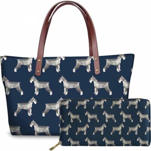 NOISYDESIGNS Schnauzer dog women purse handbags shoulder bag for female large ladies party bags girls casual tote sac a main
