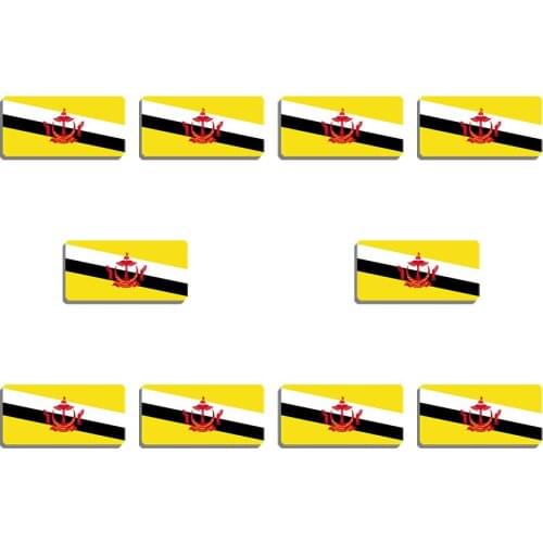 10Pcs/Set Brunei Flag Brooch Vintage Lapel Pins For Women Shirt Bag Accessory Acrylic Badge Patriotic Trinkets