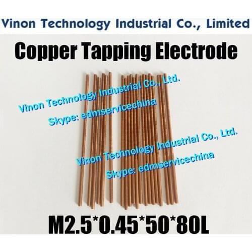 10pcs/lot) M2.5*0.45*50*80mm Copper Orbital Tapping Electrode M2.5 thread length 50mm, total length 80mm without hole