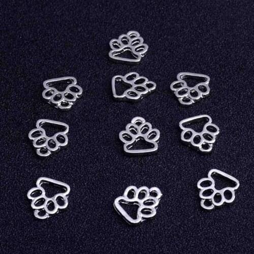 10 Pcs Hollow Pet Dog Cat Paw Print Footprint Charms Pendants For Necklace Bracelet DIY Jewelry Making Accessories Findings