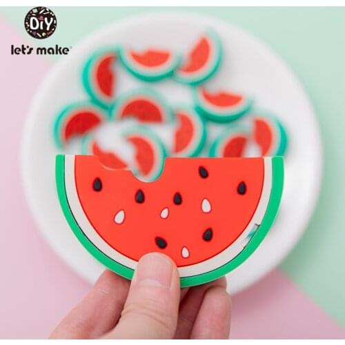 Lets Make 10PCS Watermelon Silicone Beads Teething Teether Accessories Food Grade wholesale Silicone Pandents DIY Teething Toys