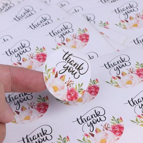 120pcs/10sheet Round Flower Sticker Labels "THANK YOU"packaging Sealing Sticker Labels For Envelope Wedding Birthday Gifts 40mm