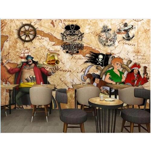 3d wallpaper custom photo mural Retro nostalgic caribbean pirate restaurant ktv bar room home decor wallpaper for walls 3 d