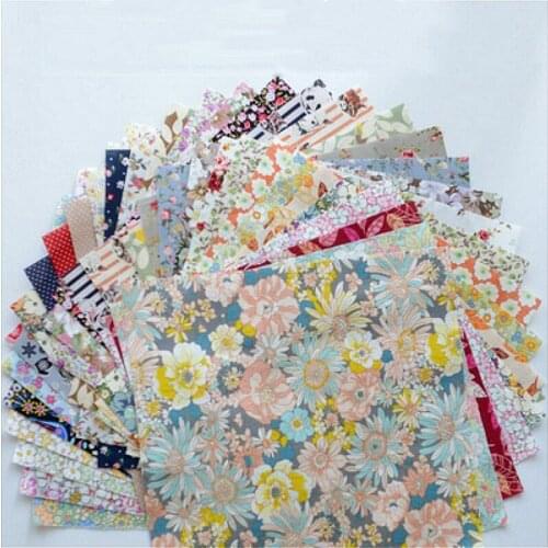 50pcs 24x24cm Floral Color Poplin Cotton Fabric DIY Childrens Wear Cloth Make Fabric for Girl Dress 160-180g/m