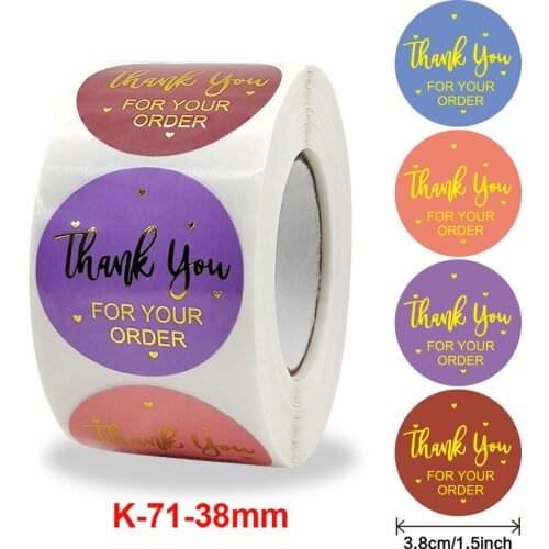 500pcs Thank You Stickers Seal Labels 1.5inch Gold Foil Paper Decoration Sticker For Handmade Wedding Gift Stationery Sticker