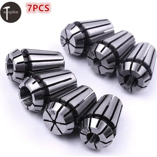7PCS/set 1/16"-1/4" ER11 Collet Precision Spring steel Collet Chuck Set CNC Milling Lathe Tool&Engraving Spindle Motor
