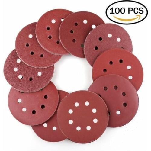 Abrasive Orbital Sandpaper 8 Holes Sanding Discs 125mm Tool Kit 100Pcs