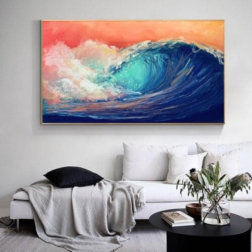 Abstract Art Painting Modern Landscape Wall Posters And Prints Abstract Surf Art Pictures for Living Room Cuadros Decoration