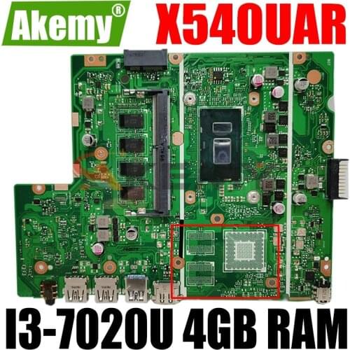 Akemy X540UAR Laptop Motherboard For Asus X540UB X540UBR X540UA X540UV REV 2.0 MainBoard W/ I3-7020U CPU 4GB RAM