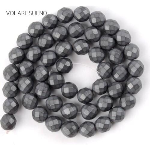 Dull Polished Faceted Matte Black Hematite Natural Round Loose Beads 15” Pick 4-10m Spacer Beads For Bracelet Jewelry Making