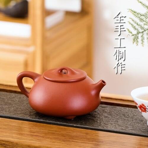 Zisha teapot is pure handmade, authentic Yixing raw mineral red tea pot with famous craftsman Jingzhou shipao teapot