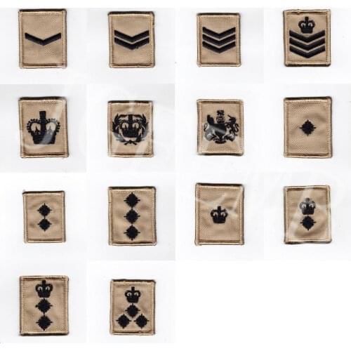 Black design British Army Tan MTP Rank Embroidery patch