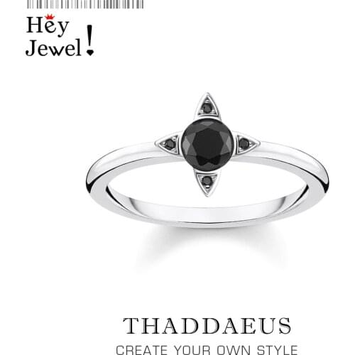 Geometric Black Ring,Europe Fine Jewelry For Women,2021 Spring Brand New Vintage Gift In 925 Sterling Silver,Super Deals